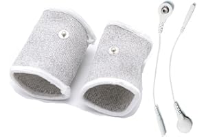 TCFAFA E-stim Adjustable Fabric Thread Conductive Loop Accessories for Tens or Electro Devices Stim Massager 2*Loops+2*DC2.5Wire