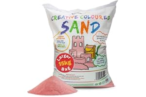 Rainbow Eco Play – Coloured Pink Sand – 15kg – Kids 100% Natural Play Sand – Sand Art, Childrens Crafts