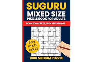 Suguru Puzzle Book for Adults - 1000 Medium Logic Puzzles with Mixed Grid Sizes (Tectonic / Number Blocks): Challenging 9x9, 10x10 & 12x12 Suguru (Tectonic) Puzzles to Sharpen Your Mind