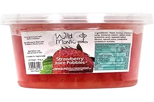 Wild Monk Strawberry Juice Pobbles for All Your Drinks - Ideal for Bubble Tea, Dessert toppings, and Cocktails - 100% Vegan Popping Boba - No Artificial Colors, Gluten-Free, Lactose-Free - 450g
