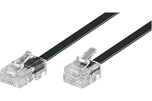 Goobay 68530 Telefonkabel RJ11 Stecker auf RJ45 Stecker Flachkabel RJ11 Kabel für Faxgerät DSL Modem VDSL Router Kabel ISDN DSL Kabel Schwarz 3m