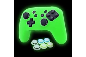HLRAO Glow in The Dark Controller Skin Grips Set Compatible with Nintendo Switch Pro Controller Anti-Slip Silicone Protective Cover Case Joystick Caps for Switch Pro Wireless Controller.