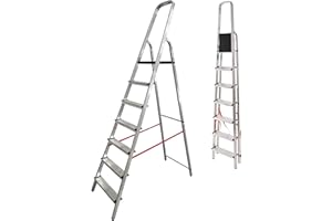 MYPRO ® PREMIUM LINE Aluminium Step Ladder, Lightweight,Portable, Heavy Duty Platform Steps, 3 4 5 6 7 8 Step, EN131 Certified, 150KG Capacity, Ideal for Trade & DIY (7-Step)