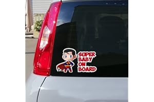 MR PUBBLICITÀ Adesivo BABY ON BOARD per auto - Bebè a bordo/Bebè In Car Decalcomanie Etichetta Sticker adesivo divertente supereroi - Bimbo Safety Sign Car Sicurezza (Super-Baby)
