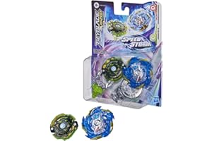 Beyblade Burst Surge Dual Pack, 2 toupies de compétition Speedstorm Evo Helios Blazebringer et Jormuntor J6