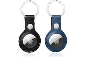 ‎NEPFAIVY Nepfaivy Schlüsselanhänger Hülle für Airtag aus PU-Leder - 2er Pack Anhänger Kompatibel mit Apple Airtags, Tragbares Leder Case Zubehör für Air Tag Tracker(Schwarz + Blau)