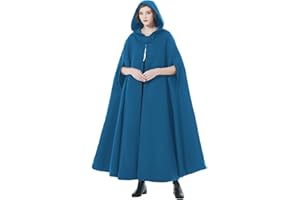 BEAUTELICATE Hooded Cape Cloak Long for Women Bride Winter Wedding Wool-Blend Poncho Medieval Halloween Christmas Cosplay Costume Black Red Green