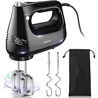 GUALIU Hand Mixer Electric, Kitchen Whisk, Dough Mixer Attachment and Storage Bag Handheld Mixer for Baking Cakes, Eggs, Crea