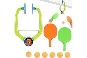 Ledebouk Set da Allenamento per Ping-Pong Sospeso con 2 Racchette e 6 Palline, Ping Pong Appeso Regolabile, Door Ping Pong Game, Allenatore da Tavolo da Ping Pong Regolabile da Appendere per Interni