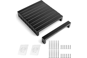 HEDMON Upgrade 10 Poignées d'armoire noir mates en acier inoxydable, poignées de meuble entraxe 160mm, poignet de porte cuisine avec vis, poignées pour placards, commode, tiroir salle de bain-20mm large