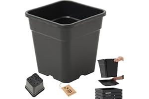 ‎HOMERZO HOMERZO Quadratischer Pflanztopf 18L Schwarz - Professioneller Anzuchttopf mit Bodenlöchern - Kunststoff Pflanzcontainer 30x30 cm - Drainagesystem gegen Staunässe (ohne Untersetzer, 1, Stück)