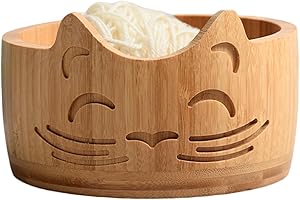 MerwDeeyt Garnschale Holz Wollschale Runde Garn Schüssel, 17cm Wolle Aufbewahrung Schüssel Tragbare Strickschale für Wolle, Holzgarnschale Yarn Bowl für Stricken Häkeln Zubehör