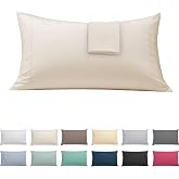 ECOMMERC3 Pillowcases 50x75 Pack 2 cotton-polyester | Beige | 50% Cotton, 50% Polyester - Machine Washable - Wrinkle Free - D