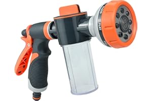 YIBANG Garden Hose Spray Gun, High Pressure Foam Gun Hose Spray Gun with Soap Dispenser, Car Foam Sprayer Garden Hose Gun for Car Washing Plants Watering Pets Shower