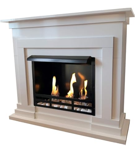 Biocamino Jacob Con Bruciatore Maxi 3,5 LT | 4,58 KW | Design Classico | Bianco | 110x37x102 Cm