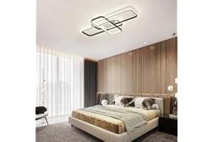 LANEKD LED Salon Lámpara de Techo Square Restaurante Luz de Techo Rectángulo Diseño Moderna Regulable Control Remoto Marrón Dormitorio Lampara Techo Cocina Creativa Araña de Techo Acrílico Pantalla negro 70