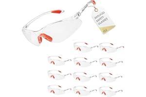 Wild Polar Safety Glasses - Clear Lenses, Anti-Fog Eye Protection Goggles with Orange Nose and Ear Grips - 12, 24 & 48 packs - Lightweight & Durable, Comfortable Fit for Work, Lab, DIY & Outdoor Use