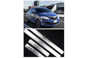 GENETICS YGAODWQ - Striscia decorativa in acciaio per portiera auto, piastra di protezione per battitacco, accessorio di finitura con logo, 4 pezzi