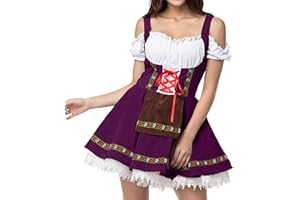 MOVAWAKY Costume Oktoberfest,Costume Oktoberfest Sexy Allemande DéGuisement Femme Midi Robe Traditionnelle pour Oktoberfest DéGuisements Halloween pour Filles | Costume Fille Halloween