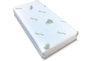 Kiby® Materasso per Lettino in Aloe Vera 120 x 60 x 10 cm (Certificato OEKO-TEX® e CERTIPUR™), Materasso Culla per Lettino Neonati, Lavabile Sfoderabile, (120 x 60 x 10)