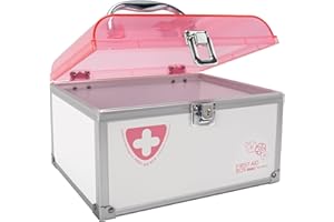 Glosen Medizinisches Schließfach mit Schlüssel, Verschließbare Box für Medikamente und persönliche Gegenstände 8,46 * 5,87 * 5,51 Zoll (Rosa)