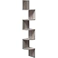 VASAGLE LBC020M01 Corner Shelf, Wall Shelf, 5 Levels, Zigzag Floating Shelf, Bookcase, for Kitchen, Bedroom, Living Room, Office, Grey Beige