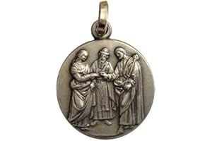 I G J Médaille " Mariage de Marie et de Saint Joseph " en Argent 925 millièmes - 925 Sterling Silver " Marriage " Medal, Argent sterling, Pas de gemme