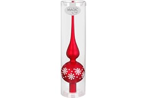 Inge-Glas Baumspitze 28cm mit Schneeflocken, Farbe:rot matt