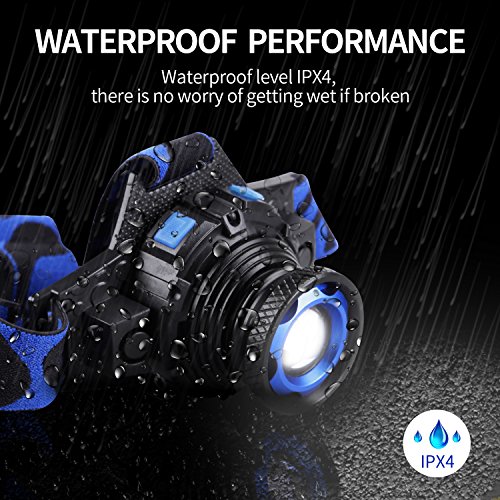 STCT LED Stirnlampe, wiederaufladbare super helle Kopflampe wasserdichte Kopf Licht für freie Arbeit, Wandern, Camping, Klettern, Laufen und Abenteuer. - 5