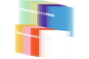 RMIVEGLIA Set de 42 pochette plastique A4 ouvertes sur le côté – pochette A4 colorée en 8 couleurs – pochette transparente claire – pochette document pour rangement papier sécurisé