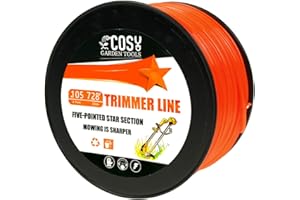 COSY GARDEN TOOLS Filo Decespugliatore Nylon Arancione 2,7mm x 222m,1,4kg,Filo per Decespugliatore Pentagramma per la Finitura del Patio, l'eliminazione delle Erbacce, la rasatura del Prato