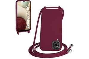 WenBaby Handykette für Samsung Galaxy A12 Hülle mit Band,Handyhülle mit Schnur zum Umhängen Silikon Seil Necklace Schutzhülle mit Kordel Tasche Case TPU Bumper für Galaxy A12- Rot