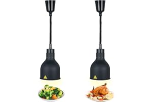 ‎VFDZ Food Heat Lamp, Commercial Food Warmer Lamp, 250 W Heat Lamp for Food, Buffet Heating Lamp, Retractable Hanging for Buffets and Kitchen, Dining Room (C-19 cm, Pack of 2)