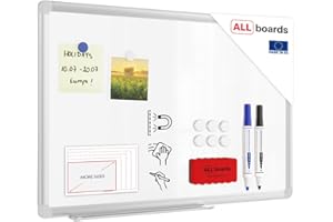 ALLboards Magnetic Whiteboard 60x40cm with Silver Aluminium Frame Premium Expo, White Board Wipe Board Dry Erase Wall Mounted Office Board School Classroom Kids Board Noticeboard