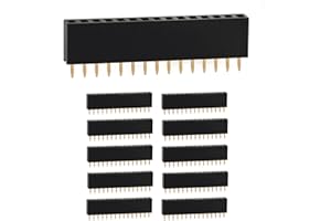 CHANZON Pin Header Strip for Arduino Gpio 15 pin x 10pcs Female Headers Pins Straight Single Row Gold Plated Pitch 2.54mm 0.1 inch for PCB Connector Machine Breadboard Electronic Circuit Board