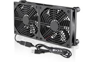 GDSTIME USB Fan 120mm 5V 2 in 1 with 3 Adjustable Speed Controller Double Row USB PC Cooling Fan 1800 RPM For Network Router Xbox TV Box DVR Computer Laptop Receiver