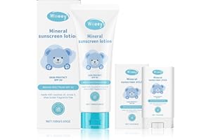 BEINUP Crema Solare Minerale SPF 50 per Neonato Bambini + Crema Solare Stick 17g, Protezione Solare Minerale, Vegano, Senza Profumi, Naturale, per Viso e Corpo