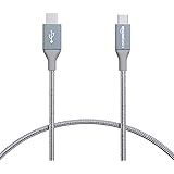 Amazon Basics Double Braided Nylon USB Type-C to Micro-B 2.0 Male Cable | 0.3 m, Dark Grey