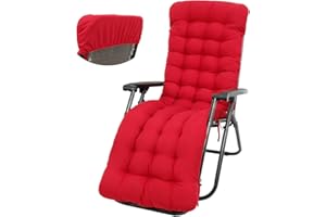 Alongen Coussin de Chaise Longue Bain de Soleil,Longue,Coussin de Chaise,Coussin transat Jardin Exterieur antidérapante avec pour Jardin,terrasse 170 * 50cm(Rouge)
