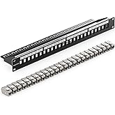 deleyCON 24 Port Patch Panel Modular Set 1 HE 19" Inch Rack Installation + 24 Modules RJ45 Keystone CAT6a Compatible with CAT