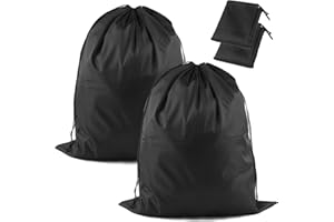 SVALOR 2 Stück Wäschesack Reise,Wasserdicht Schmutzwäsche Wäschesammler,Groß Faltbarer Laundry Bag mit Kordelzug für Schlafsaal und Reisen Wäscheraum 50 x 60 CM (Schwarz)