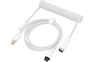 EPOMAKER Mix PRO zwijany kabel USB C, 1,5 m, podwójnie powlekany kabel do klawiatury mechanicznej, ze zdejmowaną 4-pinową wtyczką Aviator do klawiatury gamingowej (biały)