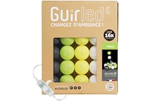 GUIRLED GirirLED - LED USB bawełniane kulki girlanda - 2h lampka nocna - Podwójny zasilacz USB 2A w zestawie - 3 intensywności - 16 kulek 1,6 m - Las