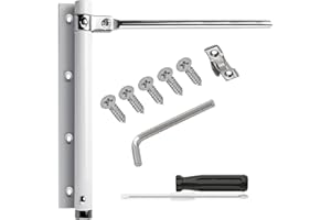 KIUIOM Cierrapuertas Automático,Cierre Automático Ajustable,Cierra Puertas Automático de Acero Inoxidable con Tornillos y Llave de Allen,Türschließer,Stangentürschließer,Automatik Türfeder (Blanco)