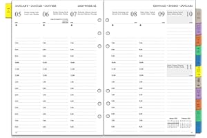 YHH Ricambio Agenda 2026 Settimanale A5, 6 Fori, Layout Verticale 7:00-20:00, Planner Diario con Divisori Mensile, Pagine per Note, Contatto, Gennaio a Dicembre, 100gr, per Taccuino Anelli(Multilingue)