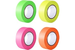 SAVITA 4 Piezas 2,5 cm x 30 m Cinta de Marcado, No Adhesiva Cinta de Señalización Fluorescente Multiusos para Uso Doméstico y Laboral