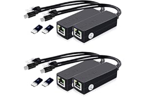 GeeekPi 4-Pack Active PoE Power Over ethernet Splitter Adapter 48V to 5V, IEEE 802.3af Compliant 10/100Mbps PoE Splitter with 12W Output for IP Camera,Tablet PC and Raspberry Pi 4 Model B