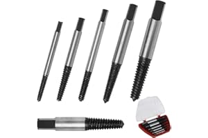 FunWorth Ensemble de 6 Extracteurs de Vis – Extracteur à Gauche pour Goujons M3-M25 – Outil Professionnel en Acier Trempé pour Tuyaux et Boulons, avec Tige Carrée pour Perceuses