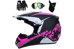 KHBTFNB Intégral Casque Motocross Ensemble, avec Lunettes Gants Masque, Jeunesse Enfant Hors Route Moto Casque Équipement de Protection, Downhill Enduro VTT MTB BMX Quad Dirt Bike Casque