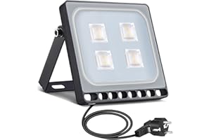 ‎PAPASBOX Fairyland LED Spotlight with Plug, 10 W, 20 W, 30 W, 50 W, 100 W, LED Flood Light, Flood Light, IP65 Waterproof, 20W